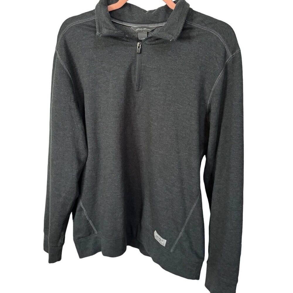Eddie Bauer Pullover Men's Medium Long Sleeve Sweater Casual 1/4 Zip Gray Winter